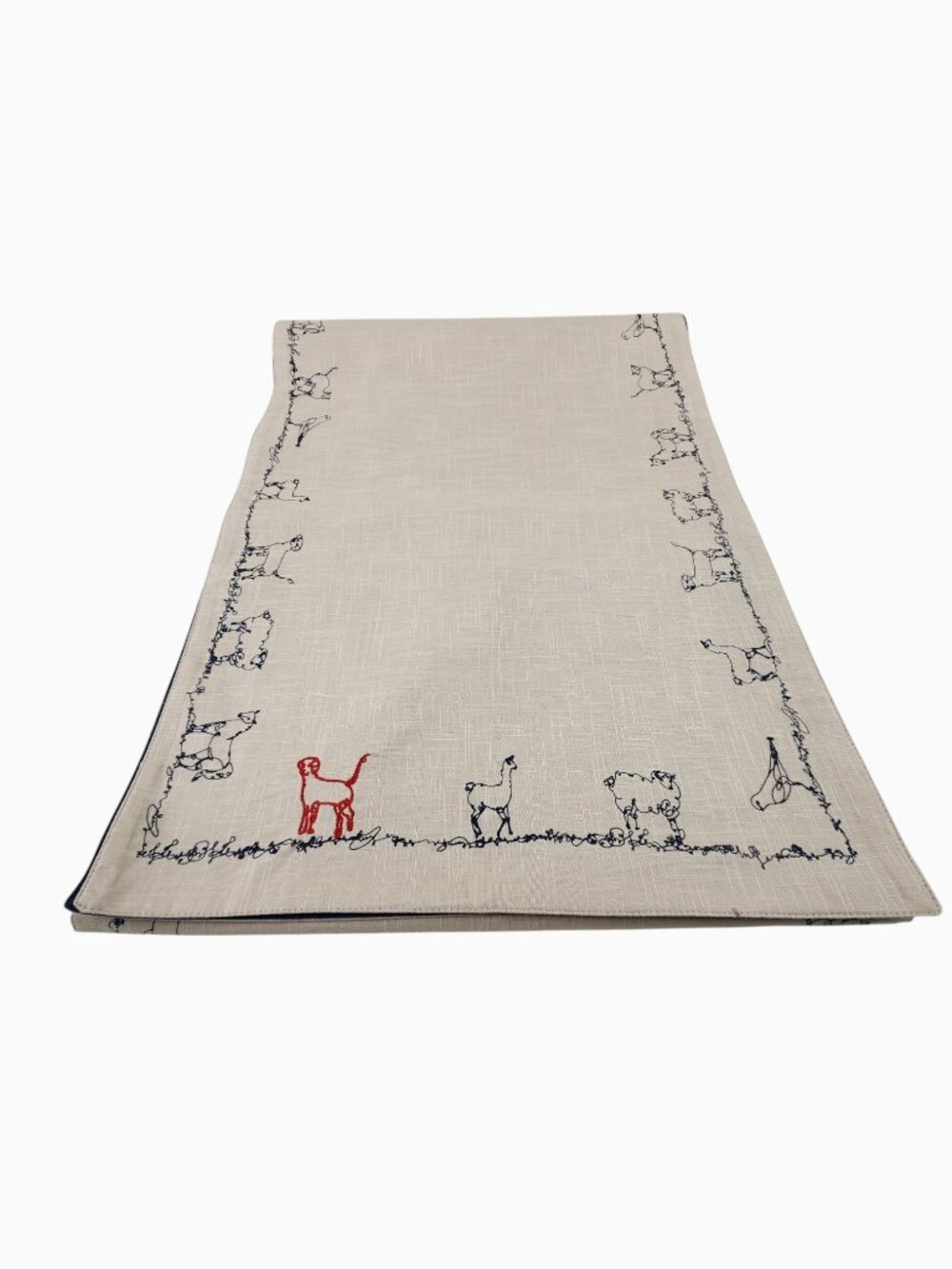 Table Runner Town & Country 5th Ave NY Embroidered Farm Animals ED Brand 16X90"